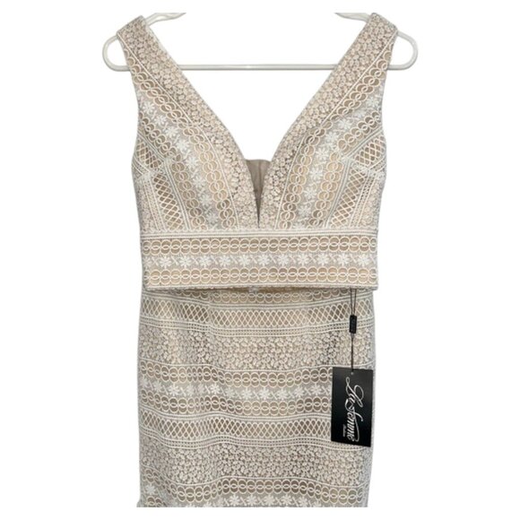 La Femme White Nude Lace Two Piece Formal Gown Dress Size 2 Designer - Picture 7 of 16